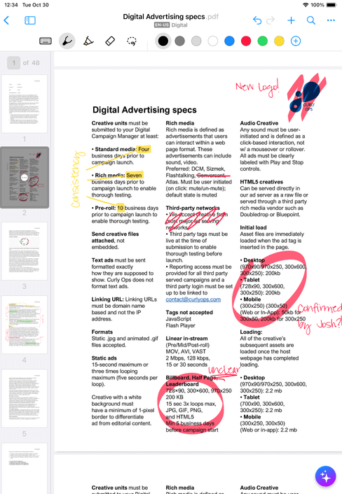 MyScript Notes PDF annotation